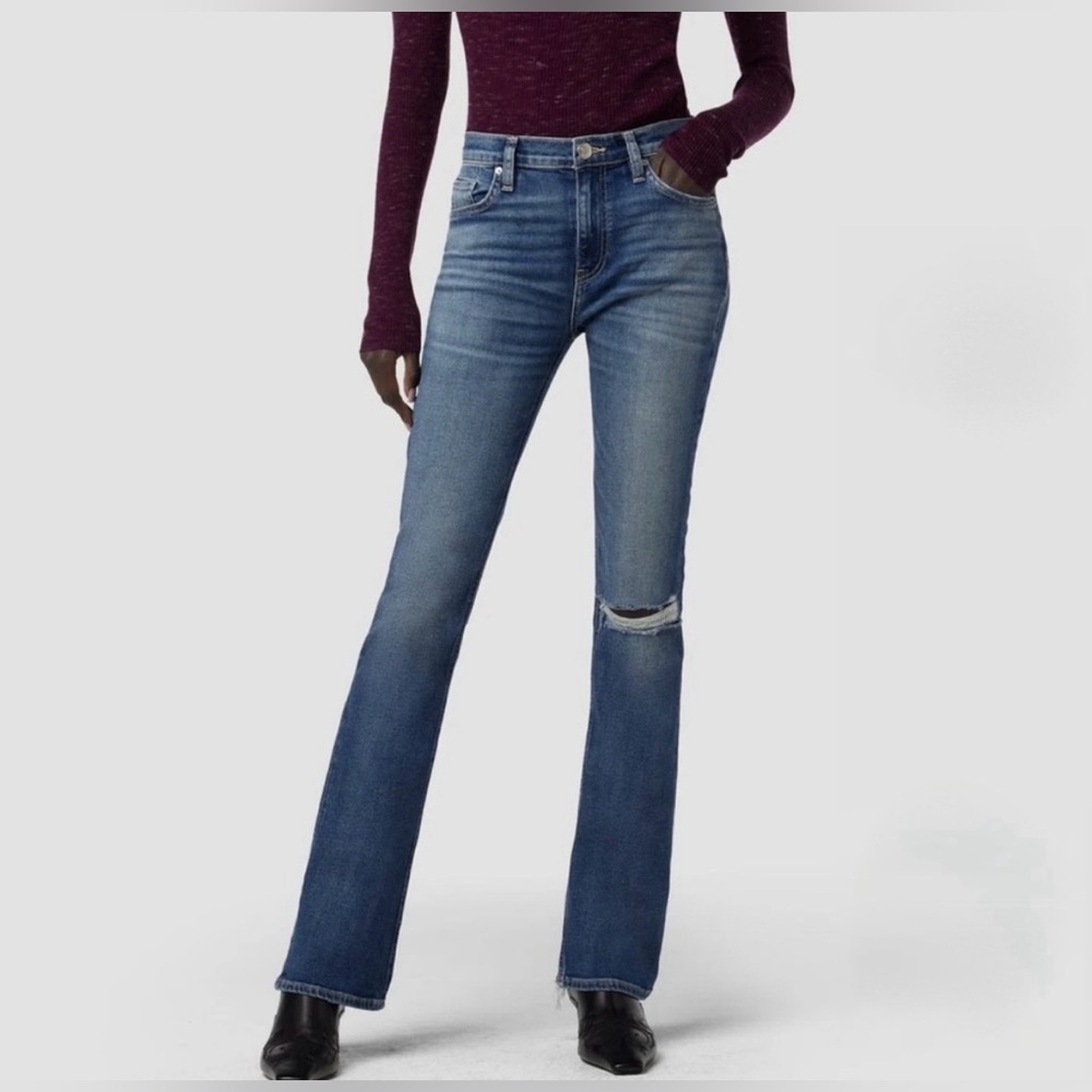 Hudson’s High Rise Baby Bootcut Jean in Serene Destructed Hem